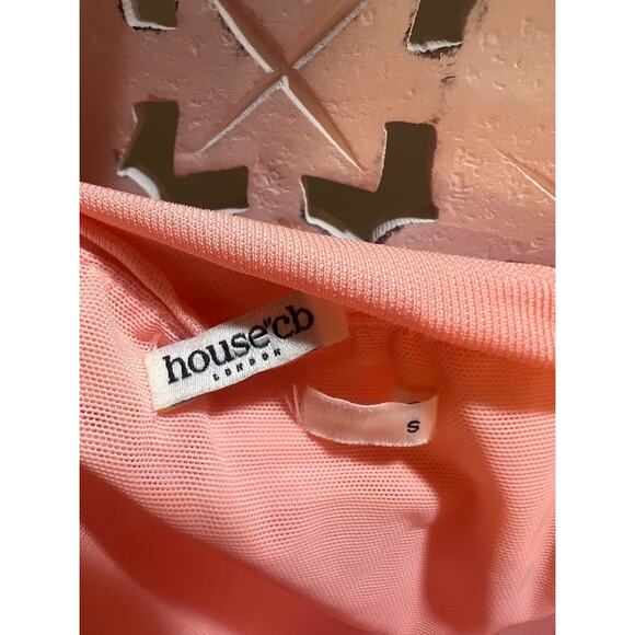 House of CB Ivana Apricot Gathered Asymmetric Maxi Dress Size S Small - Picture 7 of 10